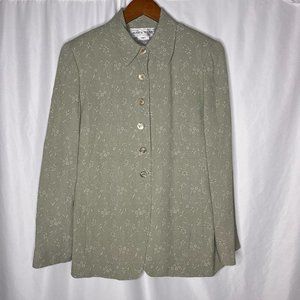 vintage neutral lightweight long button up floral jacket